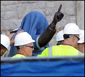 Paterno Statue covered and removed, 07/22/12